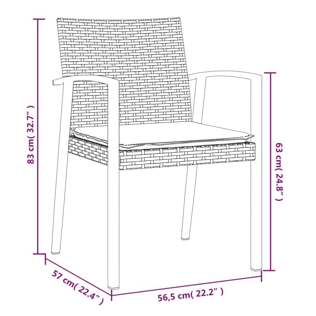 dārza krēsli ar matračiem, 4 gab., 56,5x57x83 cm, PE cena un informācija | Dārza krēsli | 220.lv