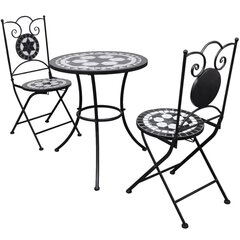Набор мебели для кафе, стол 60 см Ø, 2 стула, чёрная/белая мозаика цена и информация | Комплекты уличной мебели | 220.lv