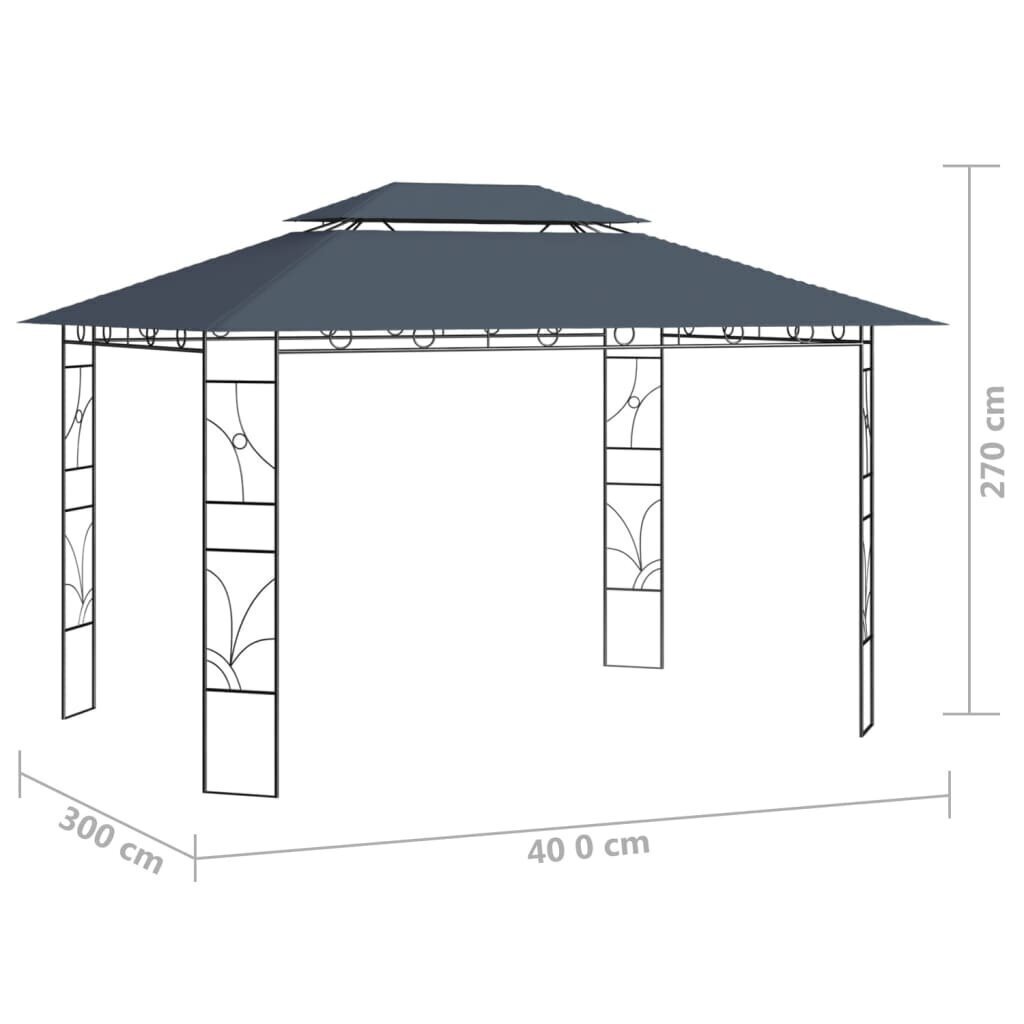 dārza nojume, 4x3x2,7 m, antracītpelēka, 160 g/m² цена и информация | Dārza nojumes un lapenes | 220.lv