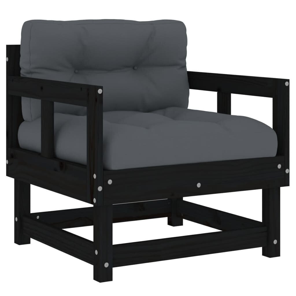 2 gab. dārza krēslu komplekts ar matračiem , melns cena un informācija | Dārza krēsli | 220.lv