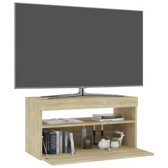 TV skapītis ar LED lampiņām, ozolkoka krāsā, 75x35x40 cm cena un informācija | TV galdiņi | 220.lv