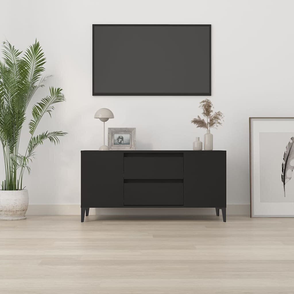 TV skapītis, melns, 102x44,5x50 cm, inženierijas koks цена и информация | TV galdiņi | 220.lv