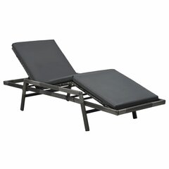sauļošanās krēsls ar matraci, pelēka PE rotangpalma cena un informācija | Sauļošanās krēsli | 220.lv