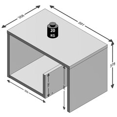 FMD kafijas galdiņš, 2-vienā, 59,1x35,8x37,8 cm, ozolkoka krāsa цена и информация | Журнальные столики | 220.lv