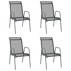 dārza krēsli, 4 gab., tērauds, tekstilēns, melni cena un informācija | Dārza krēsli | 220.lv
