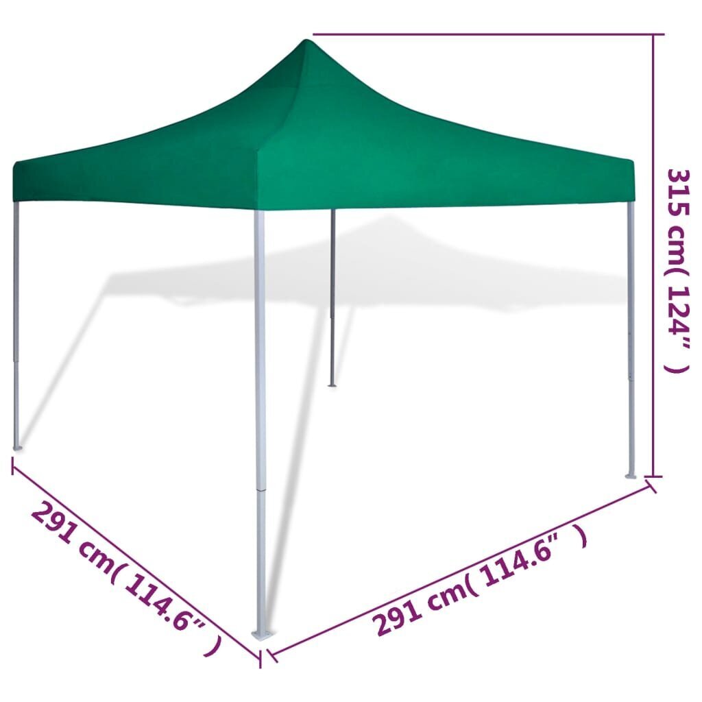 saliekama telts, 3x3 m, zaļa cena un informācija | Dārza nojumes un lapenes | 220.lv