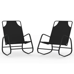 sauļošanās šūpuļkrēsli, 2 gab., melni, tērauds un tekstilēns cena un informācija | Dārza krēsli | 220.lv