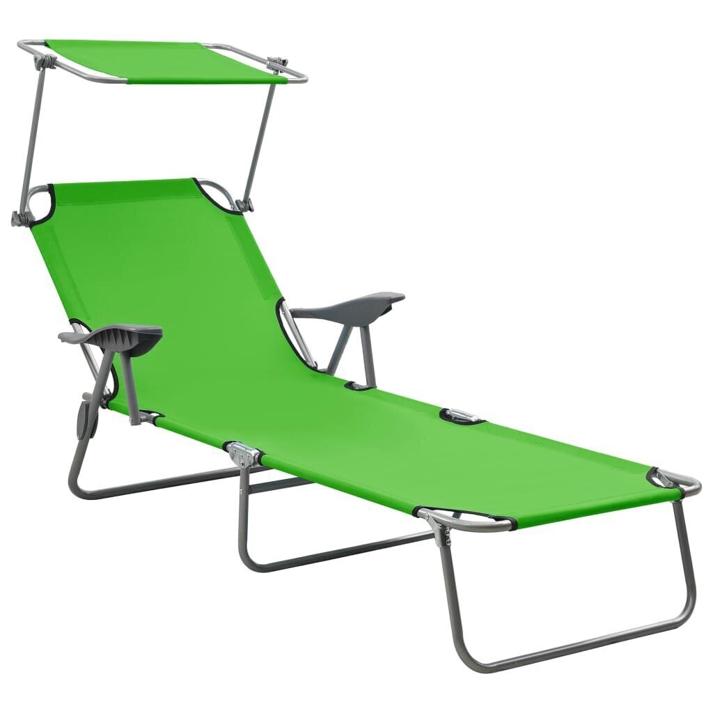 sauļošanās zvilnis ar jumtiņu, tērauds, zaļš cena un informācija | Sauļošanās krēsli | 220.lv