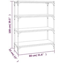 grāmatplaukts, ozola, 80x33x100 cm, inženierijas koks, tērauds cena un informācija | Plaukti | 220.lv