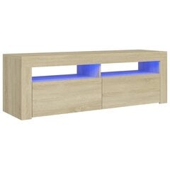 TV galdiņš ar LED lampiņām, 120x35x40 cm, ozolkoka krāsā cena un informācija | TV galdiņi | 220.lv