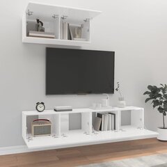 3-daļīgs TV skapīšu komplekts, spīdīgi balts, inženierijas koks цена и информация | Тумбы под телевизор | 220.lv