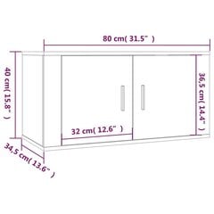 sienas TV skapīši, 2 gab., pelēki, 80x34,5x40 cm cena un informācija | TV galdiņi | 220.lv