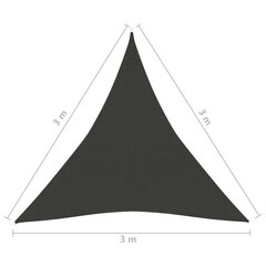 saulessargs, 160 g/m², antracītpelēks, 3x3x3 m, HDPE цена и информация | Зонты, маркизы, стойки | 220.lv