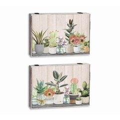 Крышки DKD Home Decor Растение бухгалтер 46,5 x 6 x 31,5 cm 2 штук Деревянный MDF цена и информация | Комплекты уличной мебели | 220.lv