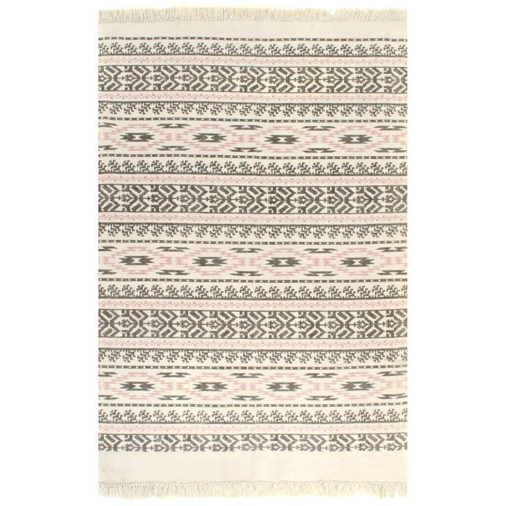 Kilim paklājs ar rakstu, 120x180 cm, kokvilna, pelēks ar rozā цена и информация | Paklāji | 220.lv