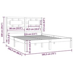 Gultas rāmis, melns, 180x200cm, priedes masīvkoks cena un informācija | Gultas | 220.lv