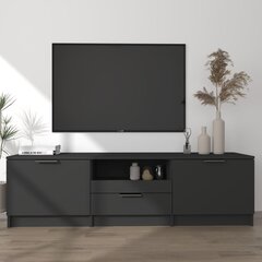 TV skapis, melns, 140x35x40cm, apstrādāts koks cena un informācija | TV galdiņi | 220.lv