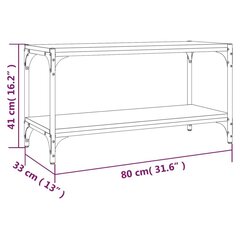 TV galdiņš, koka krāsa, 80x33x41 cm, inženierijas koks, tērauds цена и информация | Тумбы под телевизор | 220.lv