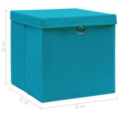 uzglabāšanas kastes ar vāku, 4 gab., 32x32x32 cm, zilganas cena un informācija | Veļas grozi un mantu uzglabāšanas kastes | 220.lv