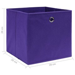 Uzglabāšanas kastes , 4 gab., violetas, 28x28x28cm, neausts materiāls cena un informācija | Veļas grozi un mantu uzglabāšanas kastes | 220.lv