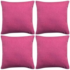 spilvenu pārvalki, 4 gab., 80x80 cm, linam līdzīgs rozā audums cena un informācija | Gultas veļas komplekti | 220.lv