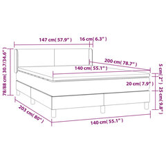 Кровать vidaXL, 140x200 см, черный цена и информация | Кровати | 220.lv