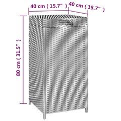 atkritumu tvertne, 40x40x80 cm, brūna, polietilēna rotangpalma cena un informācija | Miskastes | 220.lv