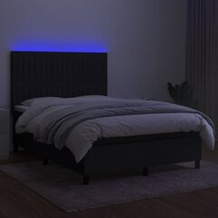 atsperu gulta ar matraci, LED, melns audums, 140x190 cm цена и информация | Кровати | 220.lv