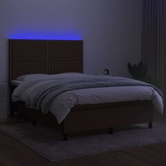 atsperu gulta ar matraci, LED, tumši brūns audums, 140x190 cm cena un informācija | Gultas | 220.lv