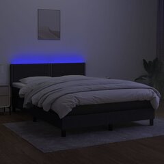 atsperu gulta ar matraci, LED, melns audums, 140x190 cm cena un informācija | Gultas | 220.lv