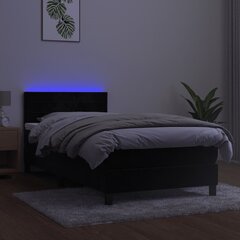 atsperu gulta ar matraci, LED, melns samts, 100x200 cm цена и информация | Кровати | 220.lv