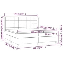 atsperu gulta ar matraci, LED, rozā samts, 200x200 cm cena un informācija | Gultas | 220.lv