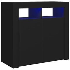 Sānu skapis ar LED apgaismojumu, melns, 80x35x75 cm цена и информация | Шкафчики в гостиную | 220.lv