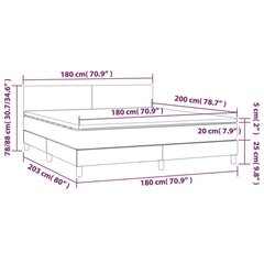 atsperu gulta ar matraci, zils, 180x200 cm, audums cena un informācija | Gultas | 220.lv