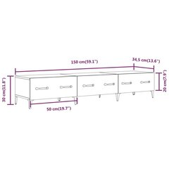 TV skapītis, melns, 150x34,5x30 cm, inženierijas koks цена и информация | Тумбы под телевизор | 220.lv