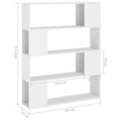 grāmatu plaukts, balts, 100x24x124 cm cena un informācija | Plaukti | 220.lv