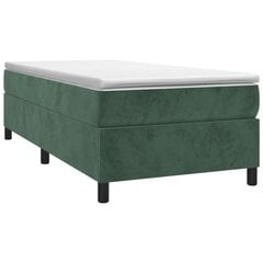 atsperu gulta ar matraci, tumši zaļš samts, 80x200 cm cena un informācija | Gultas | 220.lv