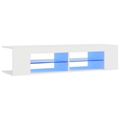 TV plaukts ar LED lampiņām, 135x39x30 cm, balts цена и информация | Тумбы под телевизор | 220.lv