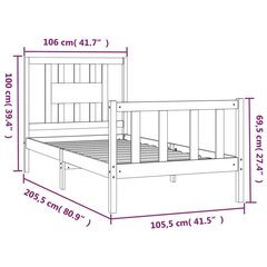 gultas rāmis ar galvgali, melns, priedes masīvkoks, 100x200 cm cena un informācija | Gultas | 220.lv