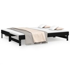 Izvelkama gulta, melna, 2x(80x200)cm, priedes masīvkoks цена и информация | Кровати | 220.lv