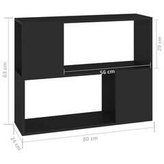 TV plaukts, melns, 80x24x63 cm, skaidu plāksne цена и информация | Тумбы под телевизор | 220.lv