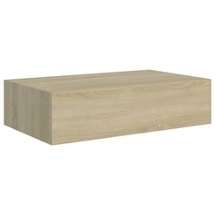 sienas atvilktņu plaukts, ozolkoka krāsa, 40x23,5x10 cm, MDF cena un informācija | Plaukti | 220.lv