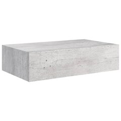 sienas atvilktņu plaukts, betona pelēks, 40x23,5x10 cm, MDF cena un informācija | Plaukti | 220.lv