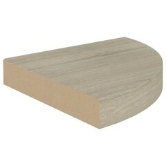 stūra sienas plaukts, ozolkoka krāsā, 25x25x3,8 cm, MDF cena un informācija | Plaukti | 220.lv