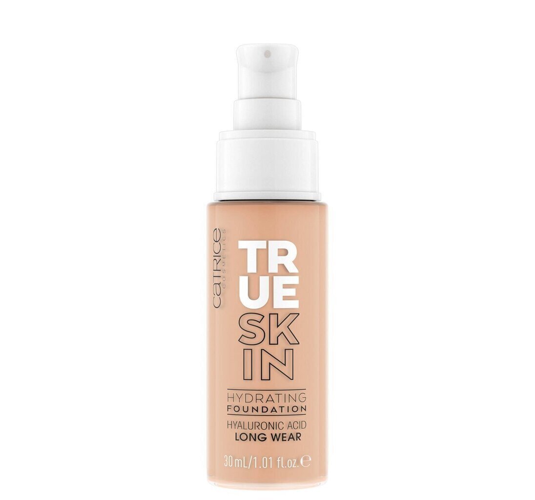 Mitrinošs, krēmīgs sejas pūderis Catrice True Skin, 30 ml, 020 Warm Beige cena un informācija | Grima bāzes, tonālie krēmi, pūderi | 220.lv