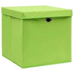 uzglabāšanas kastes ar vāku, 10 gab., zaļas, 28x28x28 cm cena un informācija | Veļas grozi un mantu uzglabāšanas kastes | 220.lv