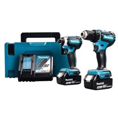 Combokit Makita DLX2289TJ аккумуляторная дрель+ аккумуляторная ударная отвертка ( DDF485+DTD153) 18V 2 x 5,0Ah Li-ion цена и информация | Шуруповерты, дрели | 220.lv