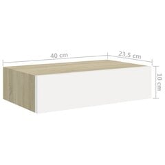 sienas atvilktņu plaukti, 2 gab., ozola, balti, 40x23,5x10 cm cena un informācija | Plaukti | 220.lv