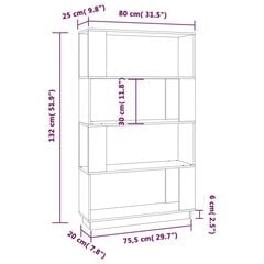 grāmatu plaukts, pelēks, 80x25x132 cm, priedes masīvkoks цена и информация | Полки | 220.lv