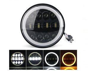 Harley, Jeep, Land Rover, Suzuki, Ford, Nissan, Lada Priekšējais lukturis 7" LED tuvās, tālās gaismas, gabarītgaismas, dienas gaitas, pagrieziena signāli 1 gab cena un informācija | Auto spuldzes | 220.lv